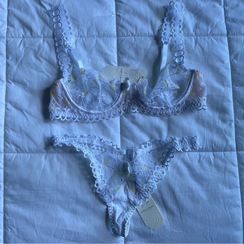 Victoria's Secret For Love & Lemons Christy Underwire Bra 34A & Panty XS NWT